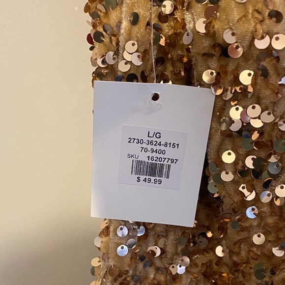 Gold Sequin Mini Dress with Feather Trim New Years Eve - Picture 5 of 6